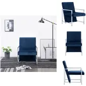 vidaXL Fauteuil avec pieds chromés Bleu Velours - Fauteuil