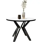 Mirjan 24 Table à manger ronde extensible HILLSBORO – noir / blanc arctique