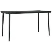 Syfax Table à dîner de jardin Noir 140x70x74 cm Acier et verre