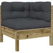 Syfax Canapé d'angle de jardin avec coussins bois de pin imprégné