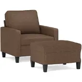 vidaXL Fauteuil avec pouf Marron 60 cm Tissu