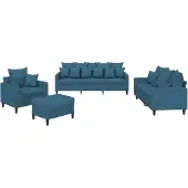 Syfax Ensemble de canapés 4 pcs avec coussins Bleu Velours