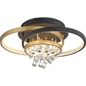 Paul Neuhaus Lampe de plafond LED en cristal, dimmable via un interrupteur mural, décorative, noir/laiton, pour salon, couloir, chambre à coucher
