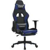Syfax Chaise de jeu de massage et repose-pied Noir et bleu Similicuir