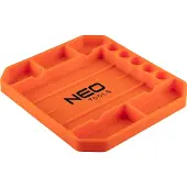 Neo Tools bac à outils, silicone, 25,7 x 23,2 x 2,5 cm ; 6 compartiments, 5 porte-embouts, antidérapant, léger, protège les outils et l'équipement d'atelier, flexible, antidérapant