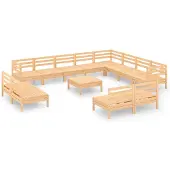 Syfax Salon de jardin 13 pcs Bois de pin massif