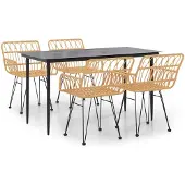 Syfax Ensemble à manger de jardin 5pcs Résine tressée