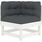 Syfax Canapé d'angle avec coussins blanc bois de pin solide