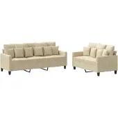 vidaXL Ensemble de canapés 2 pièces avec coussins Crème Tissu