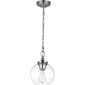 FEISS Suspension Tabby, nickel poli, 1xE27x60W, verre, dimensions : 196,9 x 21,6 x 21,6 cm, IP20, Feiss