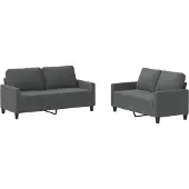 vidaXL Ensemble de canapés 2 pièces avec coussins Tissu gris foncé