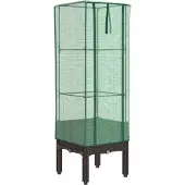 vidaXL Lit surélevé avec serre aspect rotin 40x40x140 cm