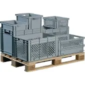 Lockweiler Bac gerbable de transport 42l polypropylène gris parois ajourées poignée traversante - NB42V2-139142220118