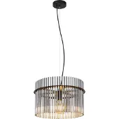 Globo Suspension noire Gorley avec verre fumé Ø 40cm