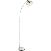 Globo Lighting Lampadaire en métal nickel mat, chromé, métal nickel mat, blanc, interrupteur à pédale dans le câble, LxlxH : 500x230x1550mm, longueur du câble 1800mm, excl. 1x E27 40W 230V