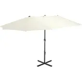 Syfax Parasol d'extérieur et poteau en aluminium 460x270 cm sable