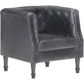 The Living Store Sessel Grau en cuir véritable