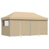 vidaXL Tente de réception Pop-Up pliante avec 4 panneaux latéraux Beige