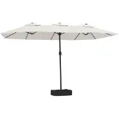 Syfax Parasol de jardin à double tête avec LED blanc sable 449x265 cm