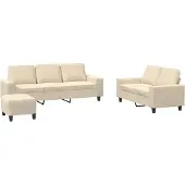 vidaXL Ensemble de canapés 3 pièces tissu crème