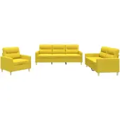 vidaXL Ensemble de canapés 3 pièces avec coussins Tissu jaune clair