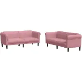 vidaXL 2-pc. Ensemble canapé velours rose