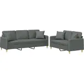 vidaXL Ensemble de canapés 2 pièces avec coussins Tissu gris foncé