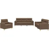vidaXL Ensemble de canapés 3 pièces avec coussins Tissu brun