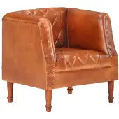 The Living Store Fauteuil Marron Véritable cuir de chèvre