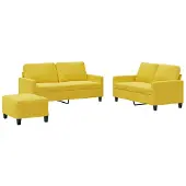 vidaXL Ensemble de canapés 3 pièces avec coussins Velours jaune