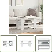 The Living Store Table basse blanche 102x55x42 cm bois composite