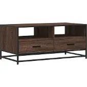 Syfax Table basse chêne marron 100x50x45cm bois d'ingénierie et métal