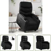 The Living Store Fauteuil relax avec releveur Noir Similicuir