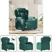 The Living Store Fauteuil relax électrique Vert foncé Tissu