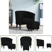 The Living Store Fauteuil club avec repose-pieds Noir Tissu