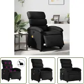 The Living Store Fauteuil de massage électrique noir similicuir