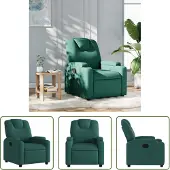 The Living Store Fauteuil relax vert foncé Tissu