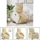 The Living Store Fauteuil relax avec releveur Crème Tissu
