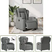 The Living Store Fauteuil Relax Electrique Gris Foncé Tissu