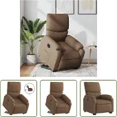The Living Store Fauteuil relax releveur électrique Marron Tissu