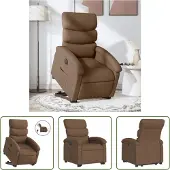 The Living Store Fauteuil relax releveur électrique Marron Tissu