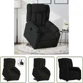 The Living Store Fauteuil relax avec releveur Noir Tissu