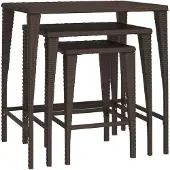 vidaXL Tables de jardin 3 pcs. Marron Poly Rattan