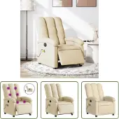 The Living Store Fauteuil de massage électrique Crème Tissu