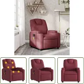 The Living Store Fauteuil de massage tissu rouge vin