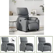 The Living Store Fauteuil relax électrique gris similicuir