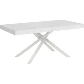 Ityhome - Table extensible 180/440x90 cm Karida frêne blanc pieds blancs