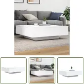 The Living Store Table basse blanche 100x100x31 cm bois composite