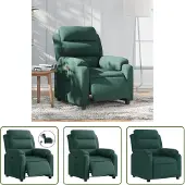 The Living Store Fauteuil relax électrique vert foncé velours