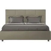 Ityhome - Lit coffre rembourré 160x190 similicuir cappuccino Mika